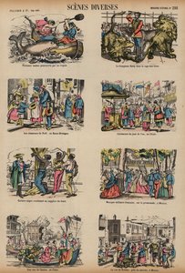 Scener från hela världen (färgad gravyr) av French School