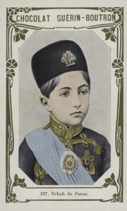 Schah de Perse (färgad bild) av French School