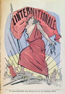 Partitur för sången LInternationale, c.1900 (färggravyr) av French School