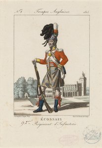 Skotska 92:a infanteriregementet, ca 1815 (färgad etsning) av French School