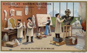 Skulptur- och formningsverkstad (chromolitho) av French School