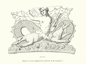 Scylla, antik grekisk bronsplakett (gravyr) av French School
