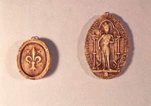 Sigill av Marguerite de Provence (1221-95) 1284 (vax) av French School