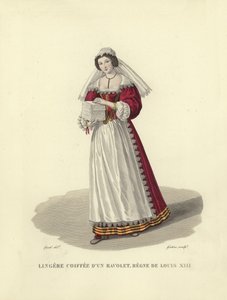 Sömmerska bär en kappa, regeringstid av Ludvig XIII av Frankrike av French School