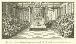 Anatomisession i ett av rummen på Vetenskapsakademien vid Louvren av French School