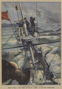 Sök efter det försvunna franska skeppet Vienne (färg litho) av French School