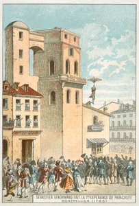 Sebastien Lenormand gör den första fallskärmsnedstigningen, Montpellier av French School