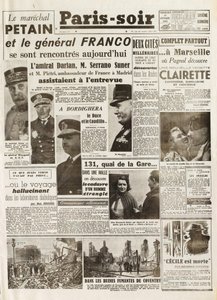 Andra världskriget (1939-1945) - Andra världskriget (WWII eller WW2): PARIS KÄLLA [Nr. 237] av 1941-02-14 - Möte mellan LE MARECHAL PETAIN och GENERAL FRANCO - av French School