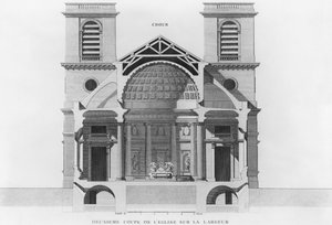 Andra tvärsnittet av kyrkan Saint-Philippe-du-Roule, Paris av French School