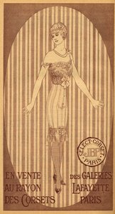 Välj JPB-korsett till salu i korsettavdelningen på Galeries Lafayette i Paris - 1914 av French School