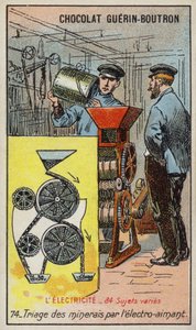 Separera malm med en elektromagnet (chromolitho) av French School