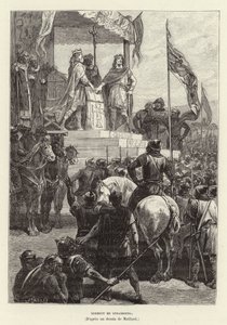 Serment de Strasbourg. Eder i Strasbourg, alliansen mellan Ludvig den tyske och Karl den skallige, kungar av Öst- och Västfrankrike, 842 (gravyr) av French School