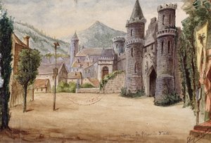 Scenografi för akt III av operan William Tell av Gioacchino Rossini (1792-1868) framförd den 3 augusti 1829 på Parisoperan (wc på papper) av French School
