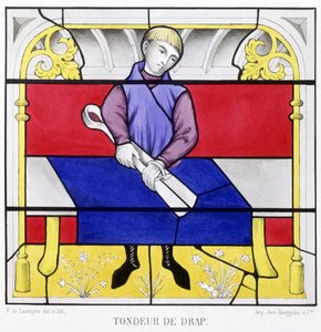 Plåtmakare. Faksimil av ett målat glas från medeltiden i "Histoire de la peinture sur verre"" av Ferdinand de Lasteyrie av French School