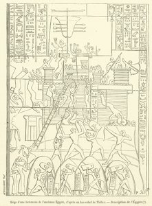 Belägring av en forntida egyptisk fästning (gravyr) av French School