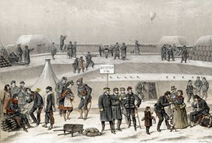 Belägring av Paris 1870 under kriget 1870-1871. Soldaterna förbereder försvaret av staden: man kan se en soldat i bunkern. av French School