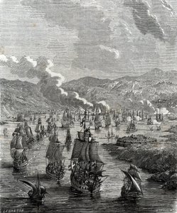 Belägringen av Toulon ägde rum mellan 29 juli och 21 augusti 1707 under det spanska tronföljdskriget när en allierad land- och sjöstyrka belägrade den franska flottbasen i Toulon (gravyr) av French School
