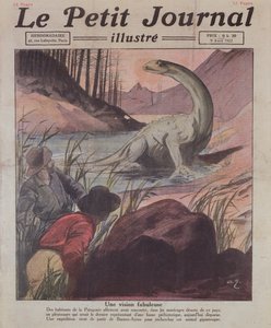 Iakttagelse av en Plesiosaurus i Patagonien, omslagsillustration av Le Petit Journal, 9 april, 1922 av French School