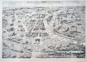 Förenklad plan för Paris oumbärlig för främlingar att guida sig själva i staden. Tallrik hämtad från "New guide of the walker, excursion of Paris without car"" 1900-talets Paris, Musee Carnavalet av French School