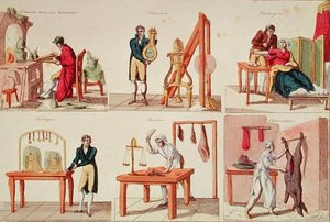 Six Professions (färgad gravyr) av French School