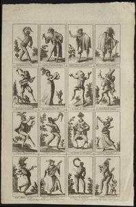 Sexton paneler föreställande figurer i kostym