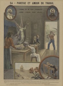 Sengång och flit (färg litho) av French School