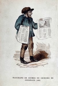 Liten parisisk metier: handlaren av brott eller tidningsskrikare. av French School