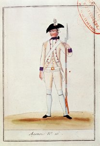 Soldat vid franska Agenois infanteriregemente, ca 1780 av French School