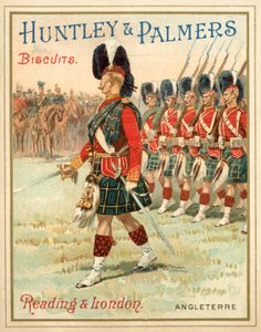 Soldater från ett höglandsregemente i parad (chromolitho) av French School