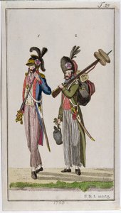 Soldater från den franska revolutionen som bar bajonetter 1793 av French School