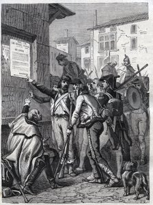 Soldater, dina behov är stora: franska soldater läser general Bonapartes proklamation i november 1799 - gravyr från 1865 i "Histoire du Consulate et de l
