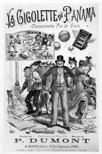 Låtblad för La Gigolette du Panama relaterat till Panamaaffären, sent 1800-tal av French School