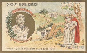 Sofokles (495 f.Kr. J-C-406 f.Kr.), grekisk tragedian, författare till "Oedipus a Colone", stycke spelat postumt 401 f.Kr. av French School