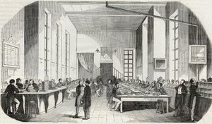 Sortering av brev från Paris - Gravyr i "" Tableau-de-Paris"" av Edmond Texier 1852 av French School