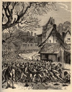 Soule-spel (fotbollens förfader) - (Frankrike) - Le jeu de la soule en Basse Normandy (förmodad förfader till fotboll och rugby) - gravyr i "" PATRIQUE DE LA FRANCE I 6 BÅNGAR AV LUCIEN HUARD - slutet av 1800-talet av French School