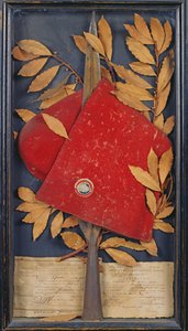 Souvenir från Garde Nationale Parisienne, Armésektionen av Bonnet Rouge, 1794 (collage) av French School