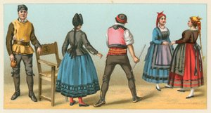 Spanien kostym av French School