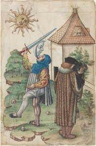 Tala inte mot solen och gör inte vatten mot solen [fol. 39 recto], ca 1512-1515 (akvarell) av French School