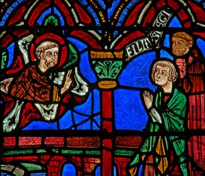 St Cheron-fönstret: dyker upp vid hans grav (w15) av French School