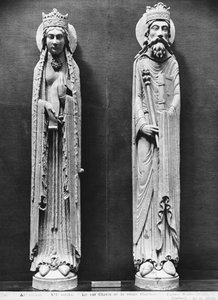 St. Clotilda och Clovis I, från kyrkan Notre-Dame i Corbeil (gipsavgjutning) (se även 383112, 383113) av French School