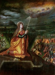 St. Genevieve ber för att avvärja Attilas och hans hunners ankomst av French School