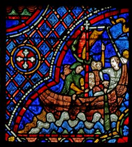 St Nicholas: båt transporterar resenärer till Myra (w29a) av French School