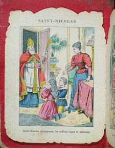St Nicholas besöker de väluppfostrade och flitiga barnen, ca 1880 av French School