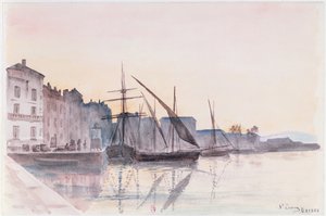 St. Tropez (akvarell på papper) av French School