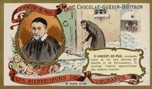 St Vincent de Paul, fransk präst (chromolitho) av French School