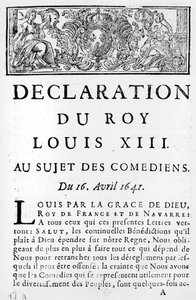 Uttalande av Ludvig XIII (1601-43) om komikerna, 16 april 1641 av French School