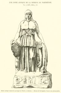 Antikkonservator staty au temple de Thesee, en Aten (gravyr) av French School