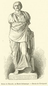 Staty av Mausolus, i British Museum (gravyr) av French School
