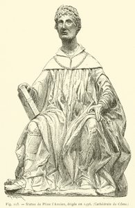 Staty av Plinius den äldre, uppförd 1498, Cathedral of Come (gravyr) av French School