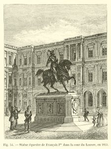 Ridstaty av Francois I på Louvrens innergård, 1855 av French School